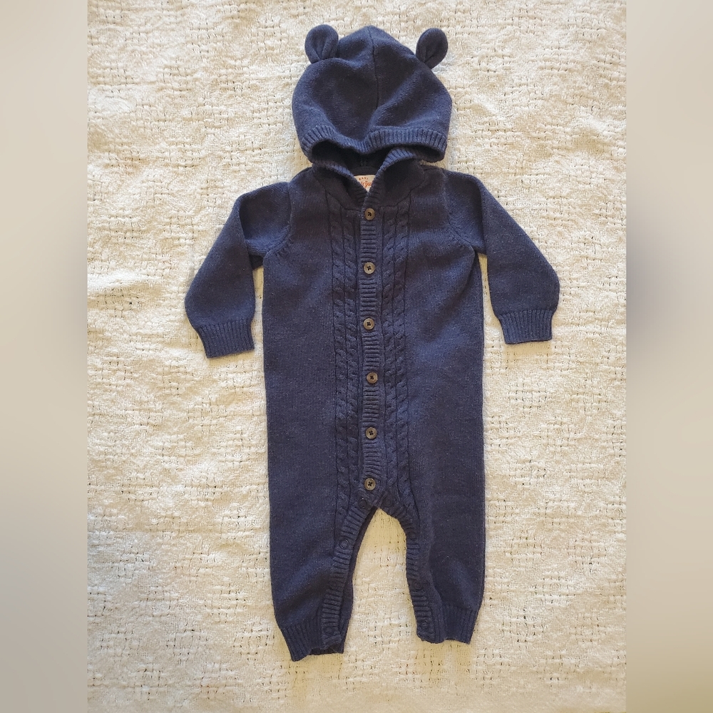 Cable Knit Navy Baby Bodysuit